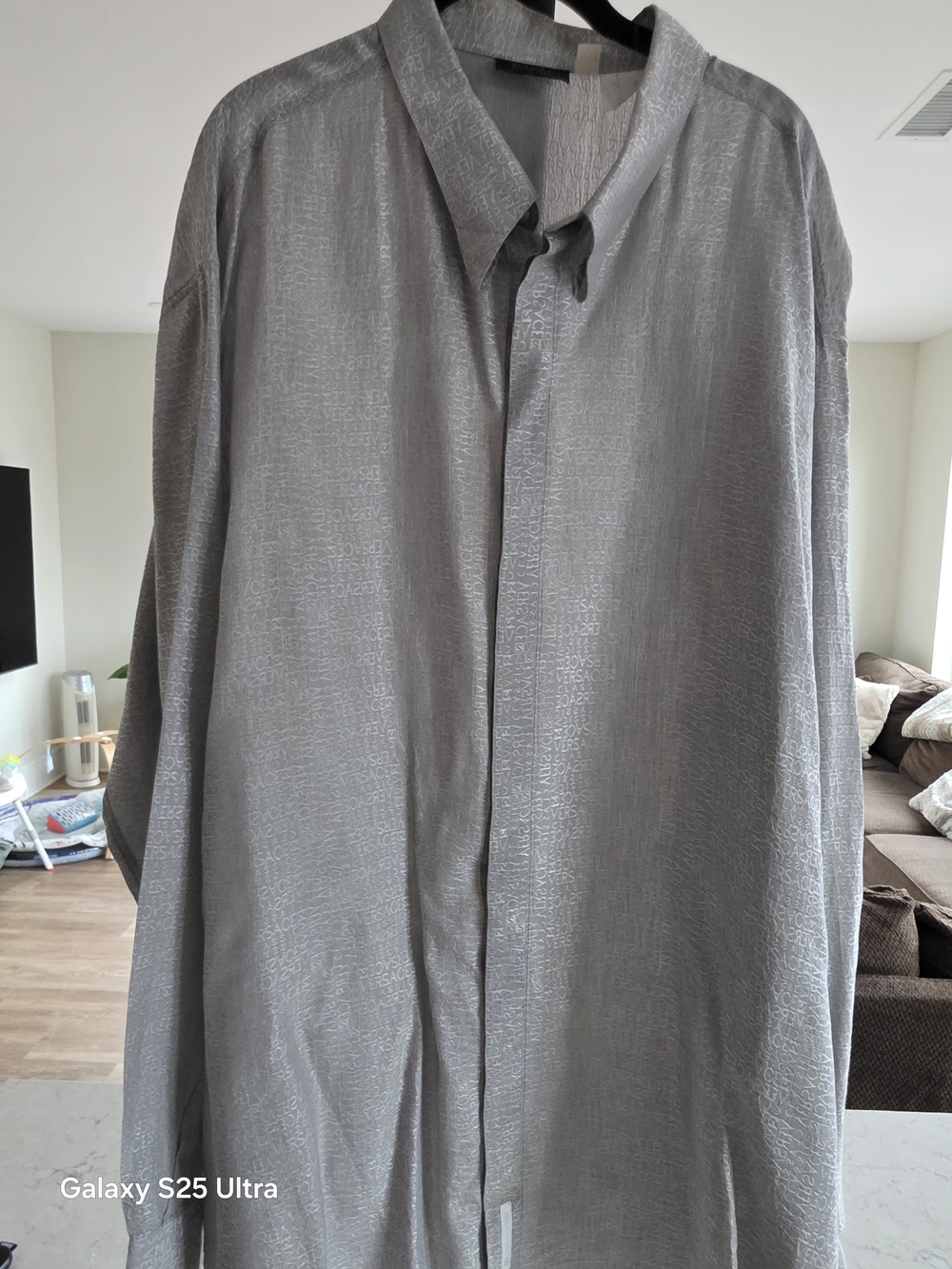 Versace Classic V2 Lightweight Silver Button-Up Shirt